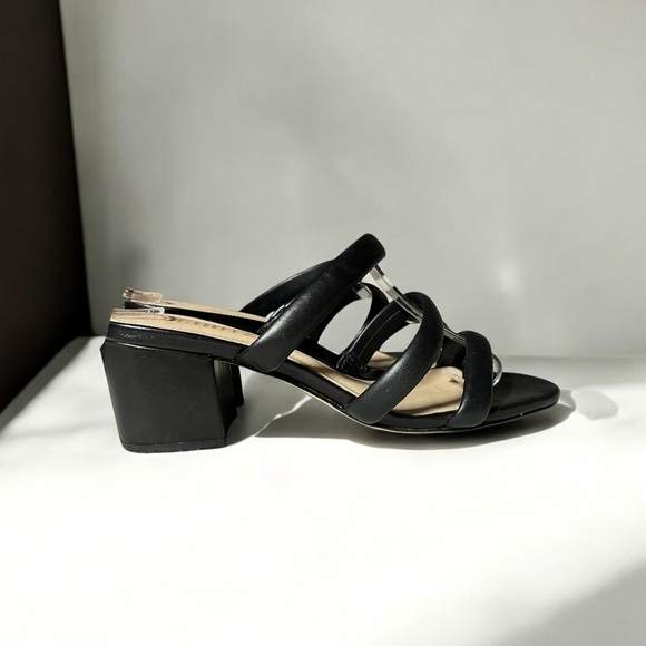 🌻NEW SCHUTZ Olly Black Leather Strappy Block Heel Sandals Size 7.5 - Picture 6 of 10